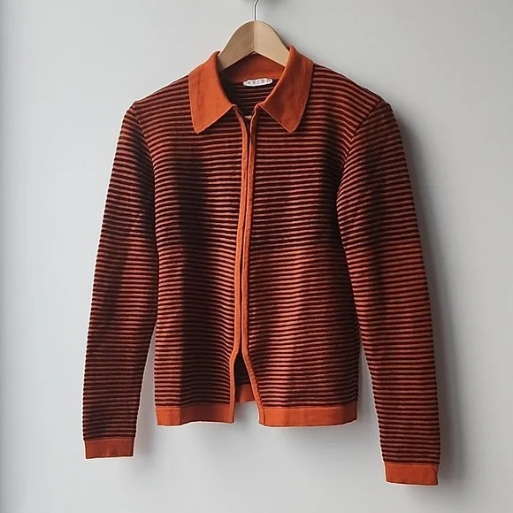 Vintage | Sweaters | Vintage 9s Enjoy Striped 00 Merino Wool Zip